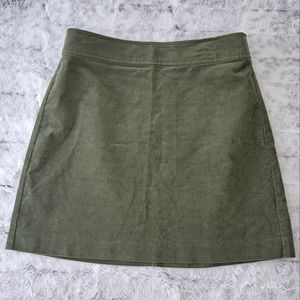 J Crew mini lined olive green skirt.  Size 4.